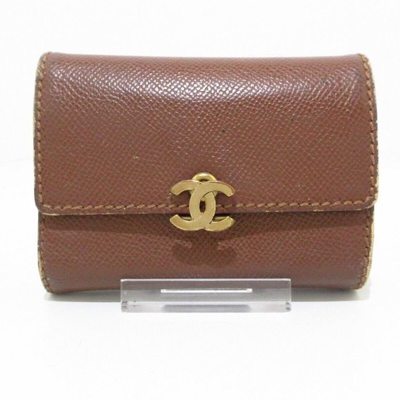 CHANEL - Brown Leather Business Card Holder - Picture 1 of 11